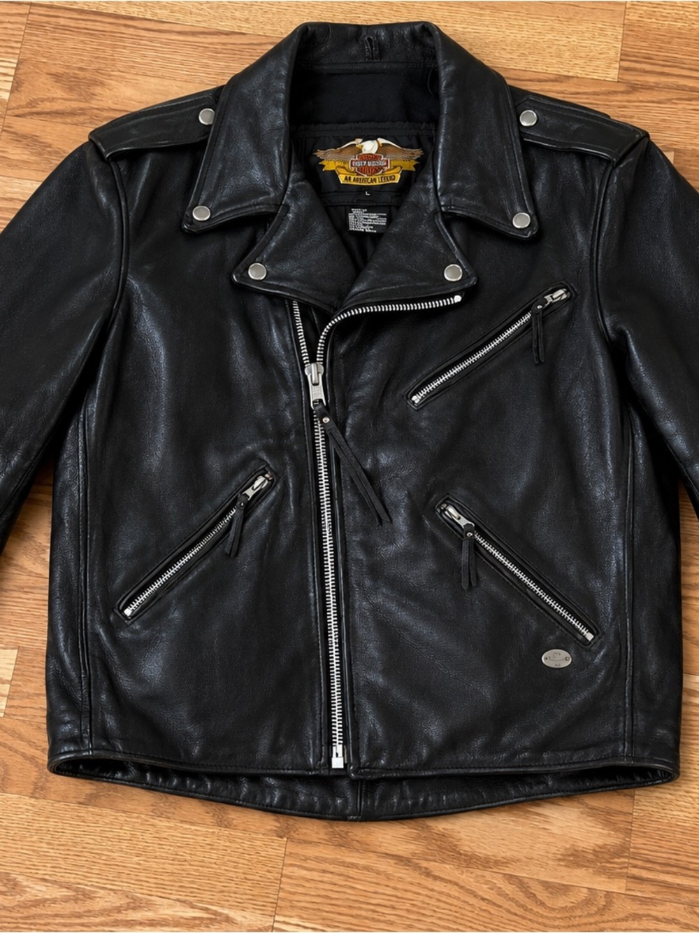 Harley-Davidson Genuine Black Leather Jacket L “An American Legend” Patch